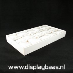 Displaydoos voor armbanden/horloges, pu leer, wit, 15 kussentjes