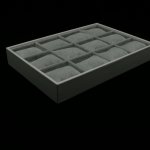 Displaydoos voor armbanden/horloges, pu leer, wit, velours grijze binnenkant, 12 kussentjes Displaydoos voor armbanden/horloges, pu leer, wit, velours grijze binnenkant, 12 kussentjes