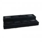 Displaydoos voor armbanden/horloges, velours, zwart, 2 verdiepingen 8 kussentjes Displaydoos voor armbanden/horloges, velours, zwart, 2 verdiepingen 8 kussentjes
