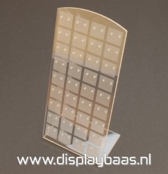 Oorbeldisplay, plexi, transparant/frost, 36 paar oorbellen