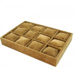 Displaydoos voor armbanden/horloges, velours, bruin, 12 kussentjes Displaydoos voor armbanden/horloges, velours, bruin, 12 kussentjes