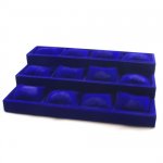 Displaydoos voor armbanden/horloges, velours, donkerblauw, 3 verdiepingen 12 kussentjes Displaydoos voor armbanden/horloges, velours, donkerblauw, 3 verdiepingen 12 kussentjes