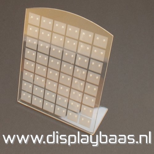 Oorbeldisplay, plexi, breed, transparant/frost, 48 paar oorbellen - Klik op de afbeelding om het venster te sluiten