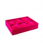 Displaydoos voor armbanden/horloges, velours, fuchsia, 6 kussentjes