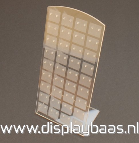 Oorbeldisplay, plexi, transparant/frost, 36 paar oorbellen - Klik op de afbeelding om het venster te sluiten