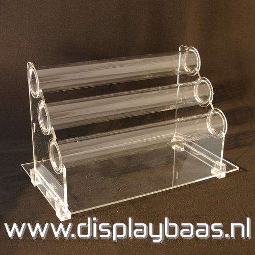 Armband display, plexi, transparant, liggend, 3 rollen - Klik op de afbeelding om het venster te sluiten