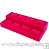 Displaydoos voor armbanden/horloges, velours, fuchsia, 2 verdiepingen 8 kussentjes