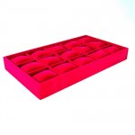 Displaydoos voor armbanden/horloges, velours, fuchsia, 15 kussentjes