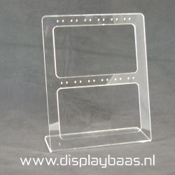 Oorbeldisplay, plexi, transparant, 12 paar oorbellen 2 gaten