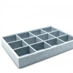 Vakjesdisplay, 12 vakjes, velours, grijs Vakjesdisplay, 12 vakjes, velours, grijs
