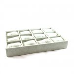 Displaydoos voor armbanden/horloges, velours, grijs, 12 kussentjes Displaydoos voor armbanden/horloges, velours, grijs, 12 kussentjes