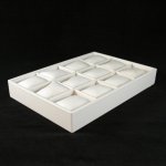 Displaydoos voor armbanden/horloges, pu leer, wit, 12 kussentjes Displaydoos voor armbanden/horloges, pu leer, wit, 12 kussentjes