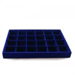 Vakjesdisplay, 24 vakjes, velours, donkerblauw Vakjesdisplay, 24 vakjes, velours, donkerblauw