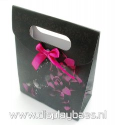 Cadeautasje, zwart/roze, roos, 41-3 (1 st.)