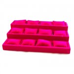 Displaydoos voor armbanden/horloges, velours, fuchsia, 3 verdiepingen 12 kussentjes