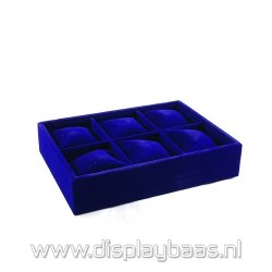 Displaydoos voor armbanden/horloges, velours, donkerblauw, 6 kussentjes