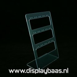 Oorbeldisplay, plexi, transparant, 15 paar oorbellen