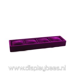 Displaydoos voor armbanden/horloges, velours, amethyst, 4 kussentjes