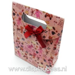 Cadeautasje, roze, beertjes, strik, 37-3 (1 st.)