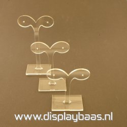 Oorbeldisplay, plexi, transparant, enkel (3 delige set)